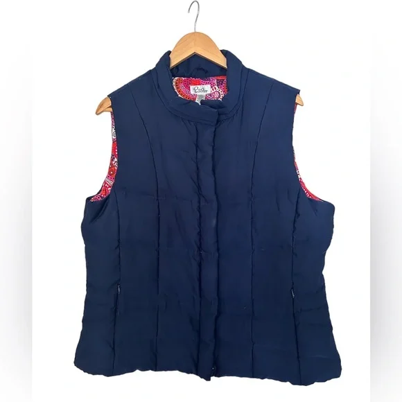 Lilly Pulitzer Reversible Puffer Vest in True Navy/Paisley - Size XL - Picture 1 of 9